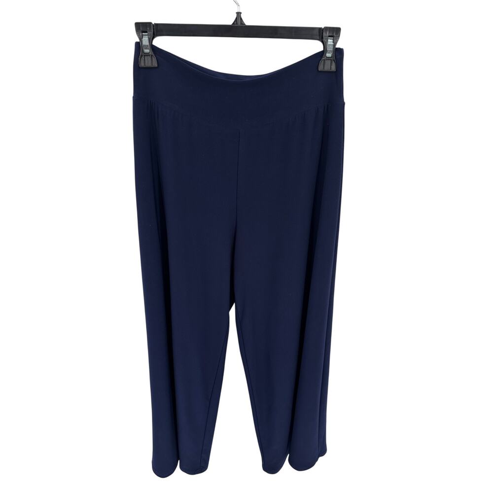 CLARA SUN WOO Navy Wide Leg Silky Pants // S